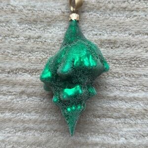 Rare Christopher Radko By the Shore Green Frosted Conch Shell Christmas Nautical